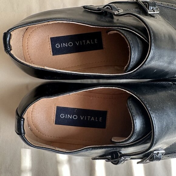Gino Vitale Men 12 Black Wing Tip Dress Shoe Double Monk Strap Brogue Loafer main image 4